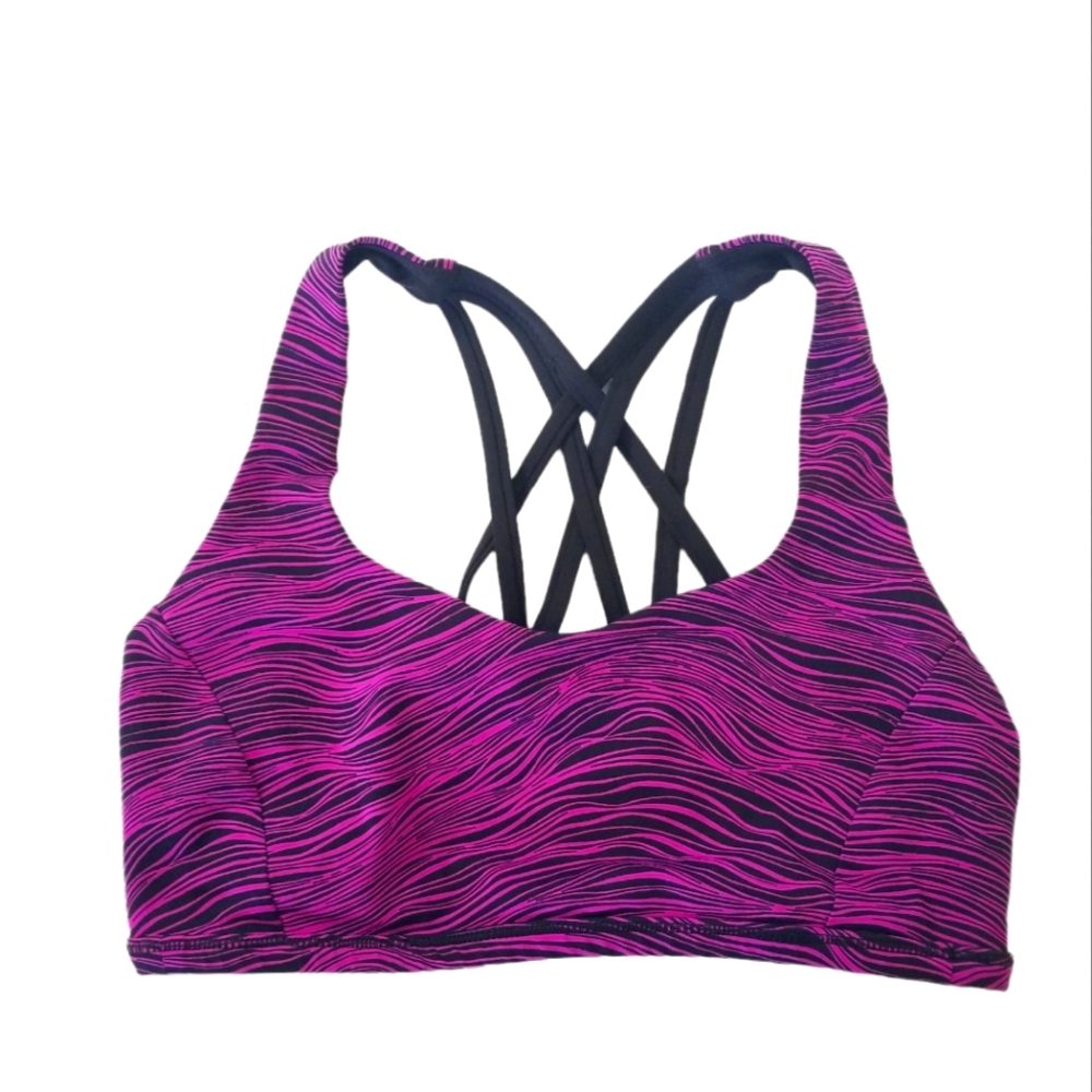 LULULEMON Free To Be Tranquil Bra Sz 6 Life Lines Polar Pink Black Luxtreme